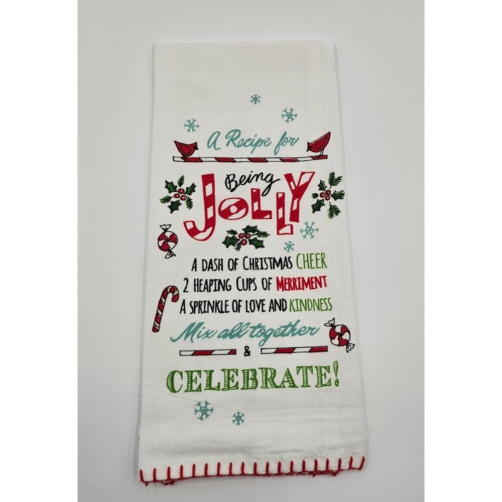 Kay Dee Designs Holiday Flour Sack Towel W/Red Stitching 18x28 Christmas Decor